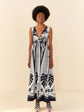 Farm Rio Macaw Elegance Maxi Dress with Tropical Print
